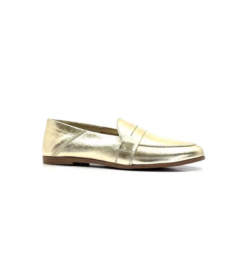 gloria Ivoire S05 Cuir Or-Femme Mocassins