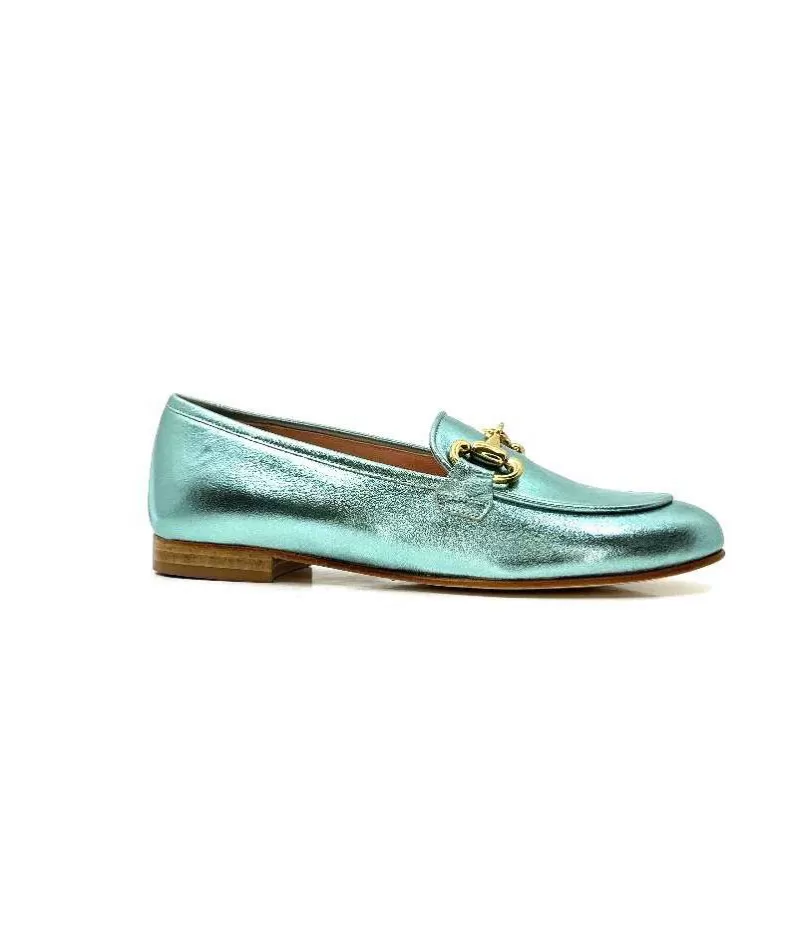 eclair paris Ivoire S102 Cuir Metal Turquoise-Femme Mocassins