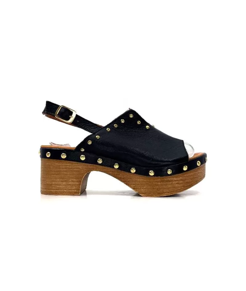 gloria Ivoire Tkn05 Cuir Noir-Femme Plateformes