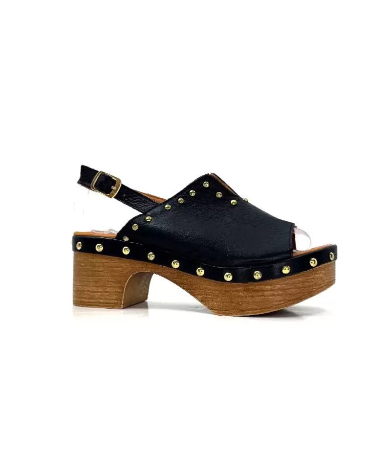 gloria Ivoire Tkn05 Cuir Noir-Femme Plateformes