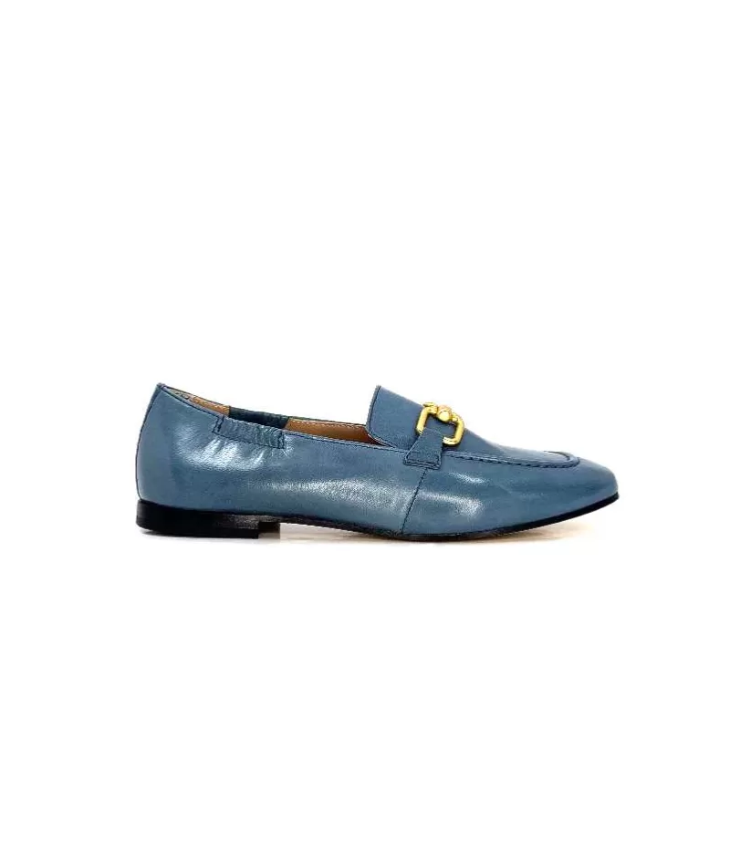 Triver Flight Ivoire 569.06 Cuir Bleu-Femme Mocassins