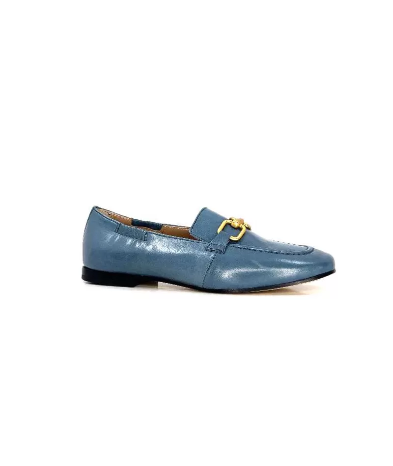 Triver Flight Ivoire 569.06 Cuir Bleu-Femme Mocassins