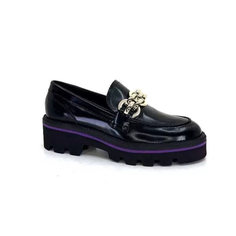 JHay 1126 Cuir Noir-Femme Mocassins