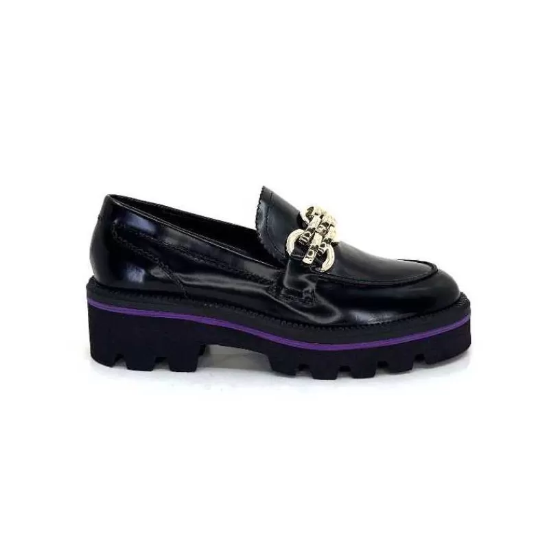 JHay 1126 Cuir Noir-Femme Mocassins