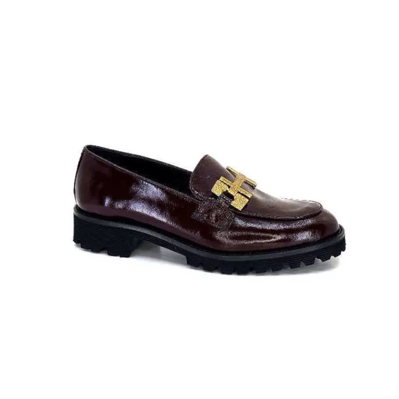 JHay 1155 Cuir Bordeaux-Femme Mocassins