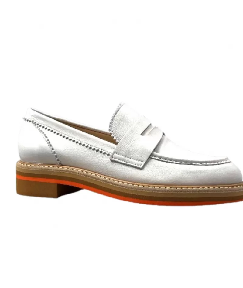 JHay 9102 Cuir Bianco-Femme Mocassins