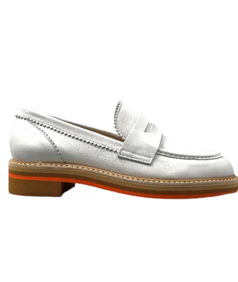 JHay 9102 Cuir Bianco-Femme Mocassins