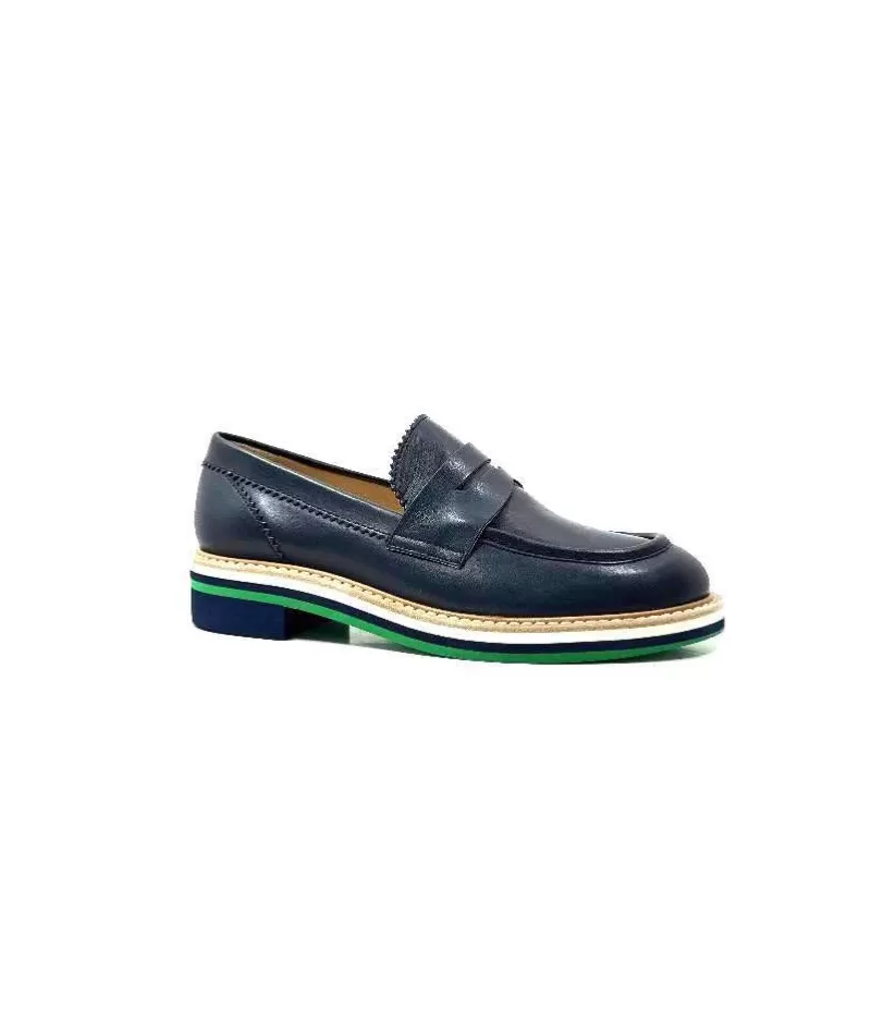 JHay 9102 Cuir Blue-Femme Mocassins