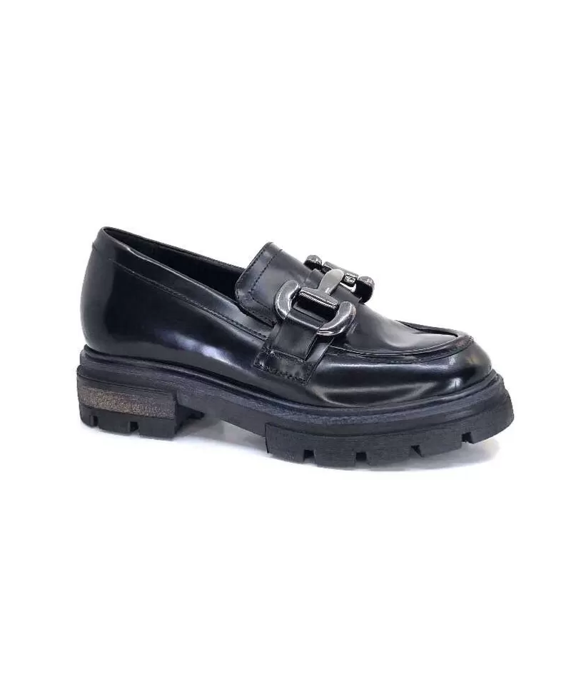 Mjus P31103 Cuir Spazzolato Noir-Femme Mocassins