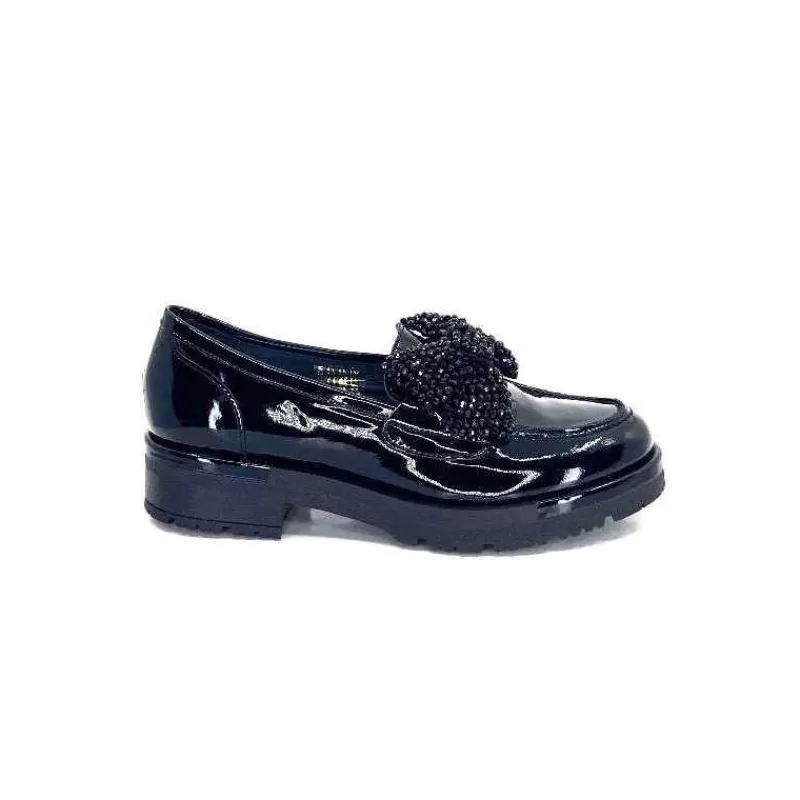 Myma Mocassins 6765 Cuir Vernis Noir-Femme Mocassins