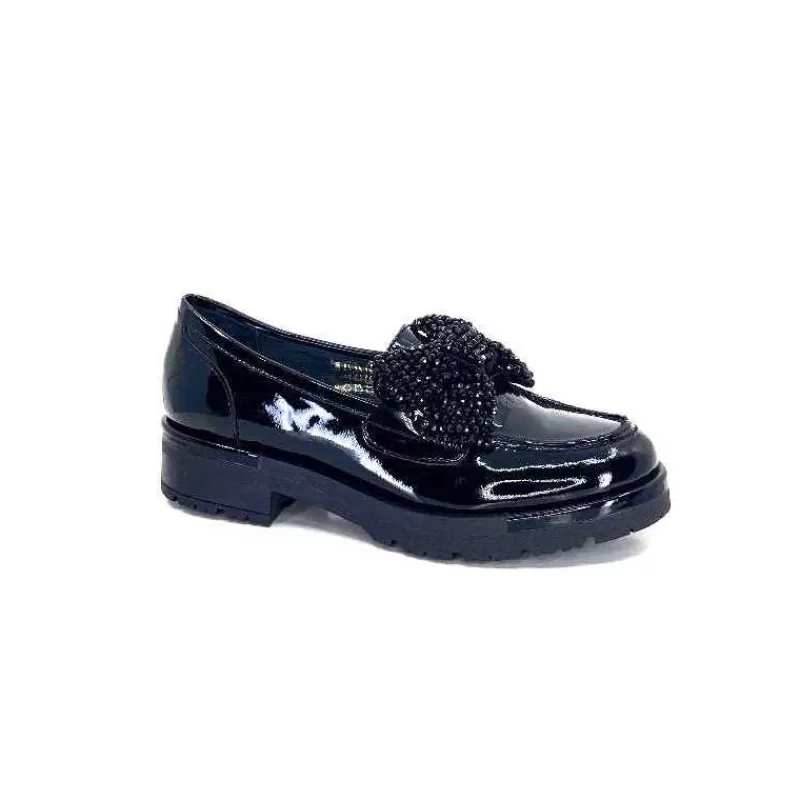 Myma Mocassins 6765 Cuir Vernis Noir-Femme Mocassins