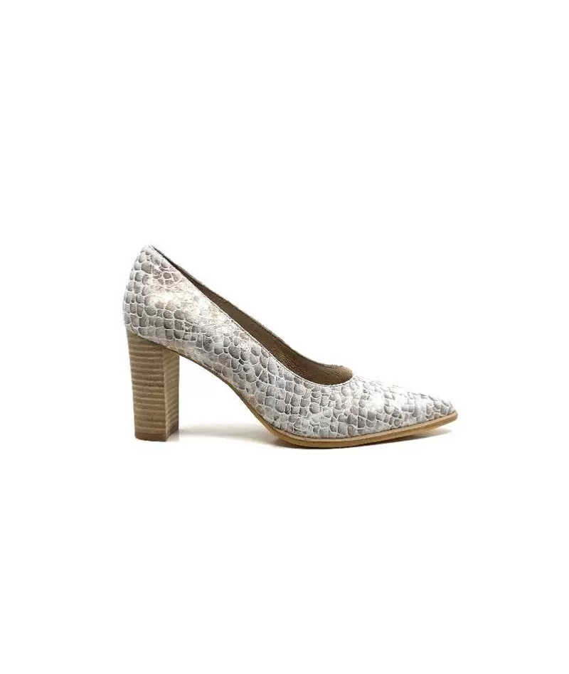 Myma 6530/04 Cuir Blanc & Argent-Femme Escarpins