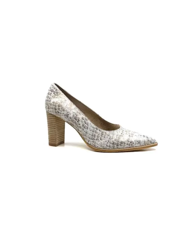 Myma 6530/04 Cuir Blanc & Argent-Femme Escarpins