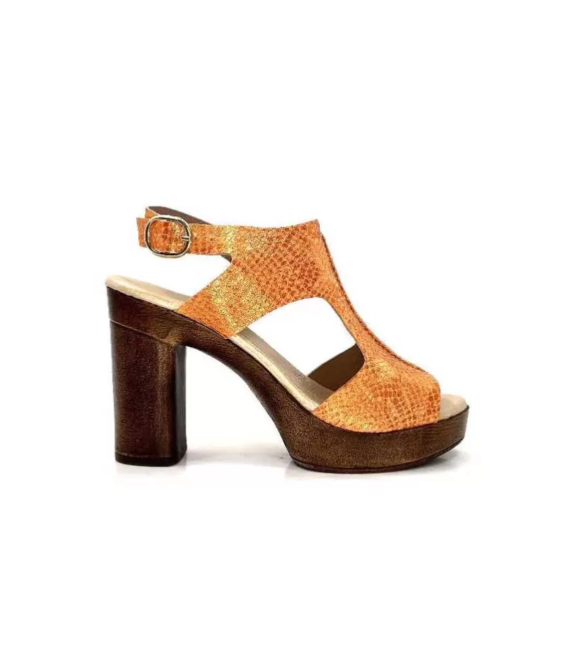 Myma 6580/01 Cuir Metal Orange-Femme Sandales