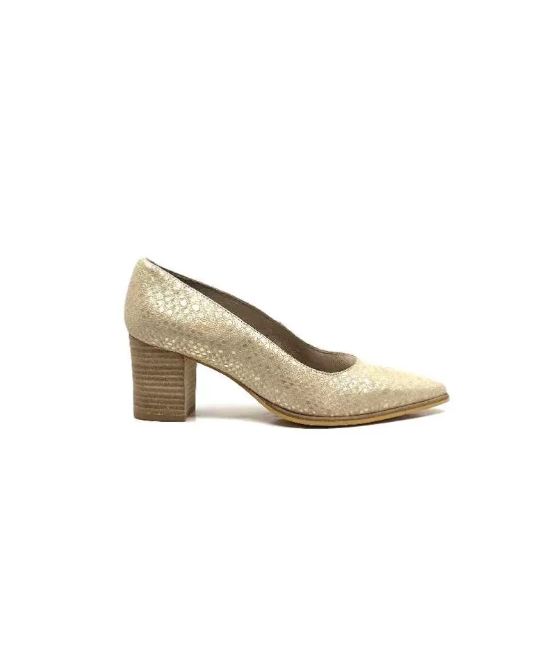 Myma 6627/01 Cuir Beige & Or-Femme Escarpins