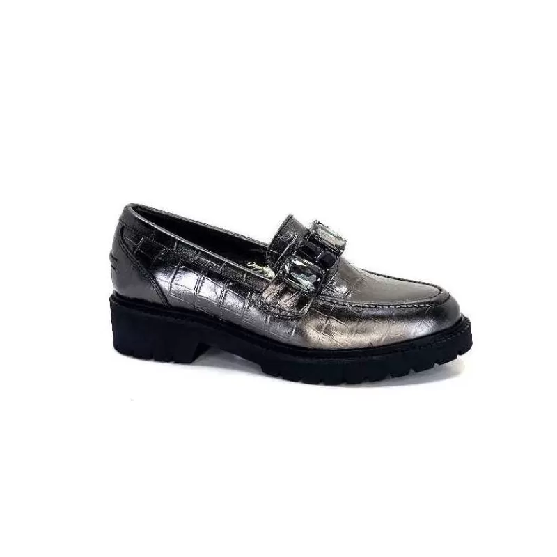 Myma 7023 Cuir Metal Anthracite-Femme Mocassins