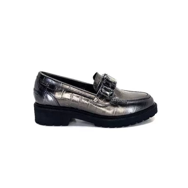 Myma 7023 Cuir Metal Anthracite-Femme Mocassins