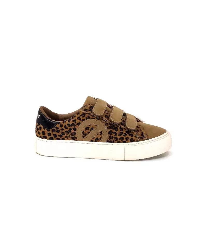 No Name Arcade Straps Side Daim Camel Leo-Femme Baskets