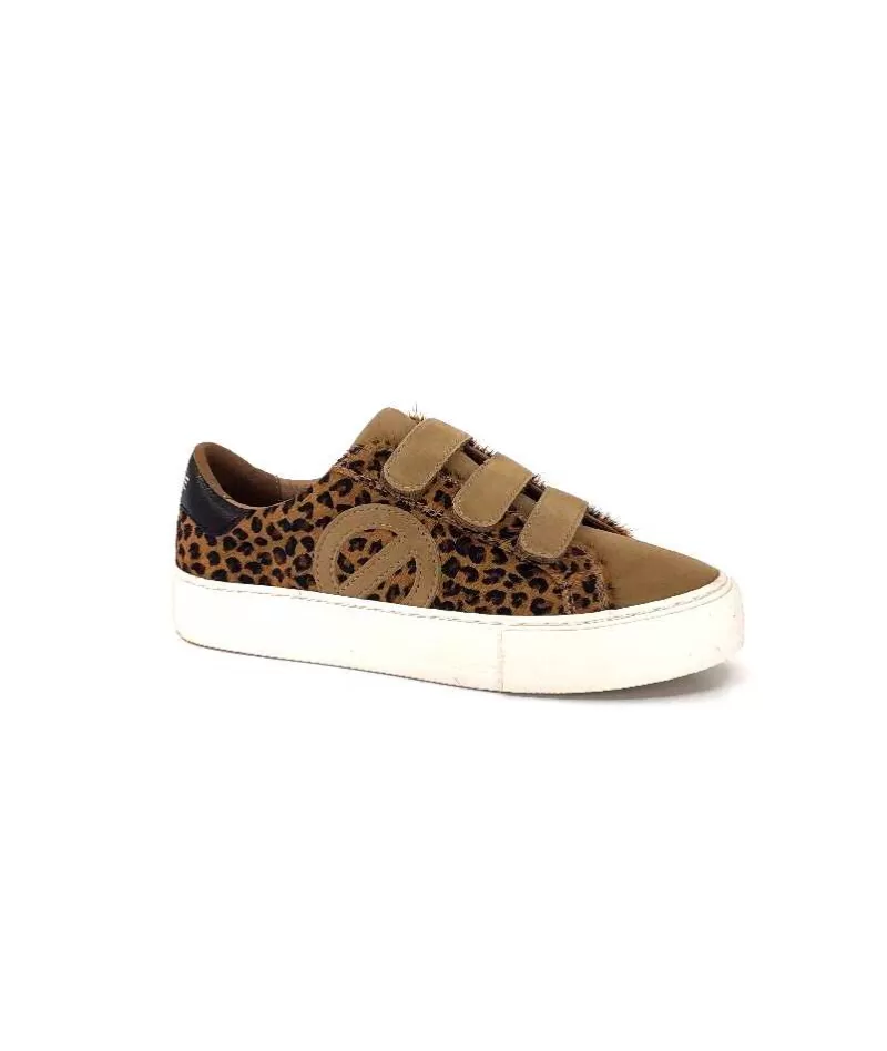 No Name Arcade Straps Side Daim Camel Leo-Femme Baskets