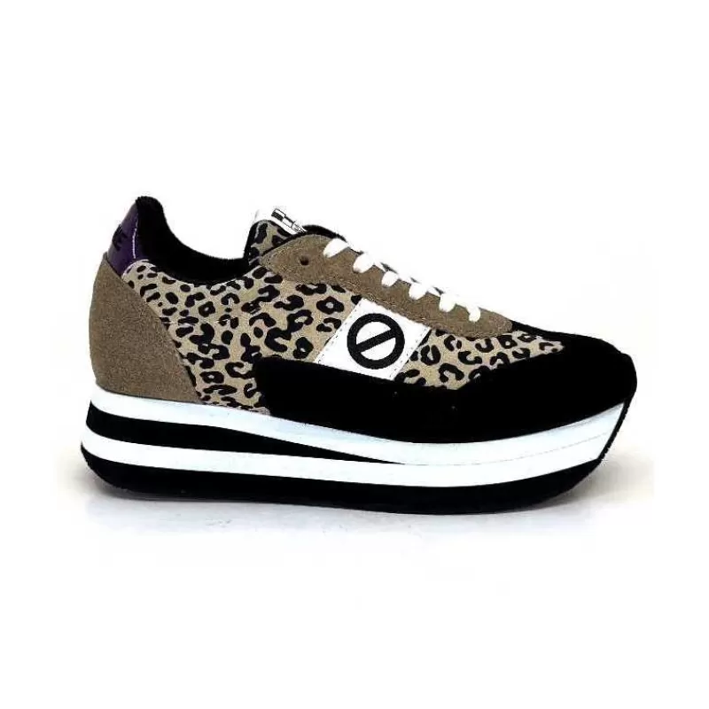 No Name Flex M Jogger Daim Textile Beige Et Noir-Femme Baskets