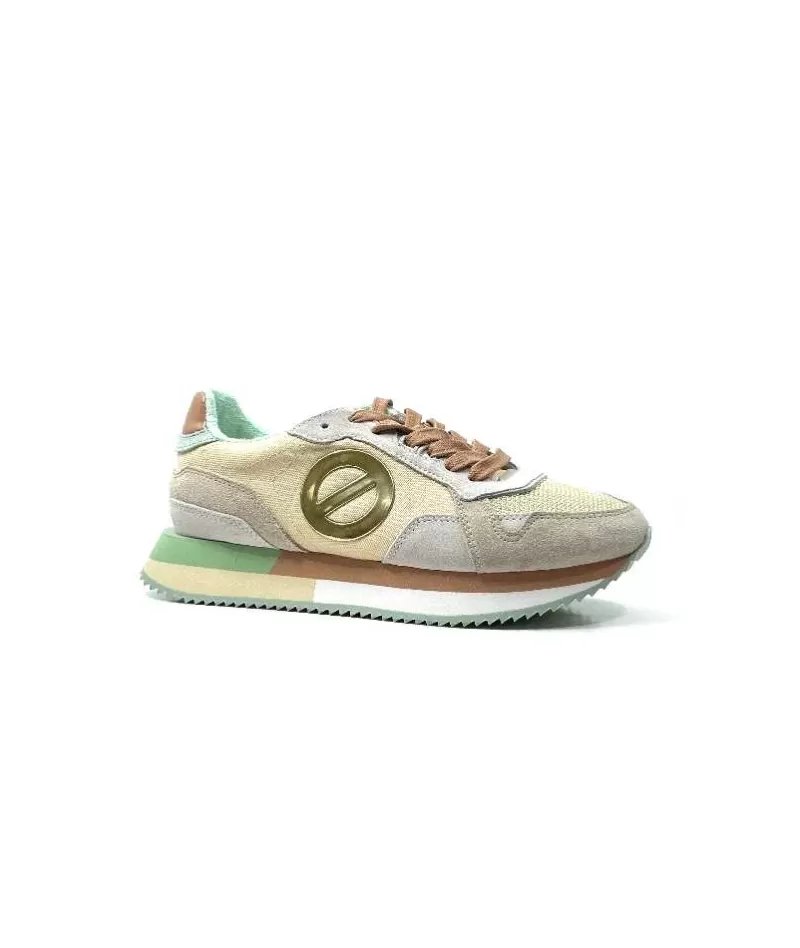 No Name Mia Jogger Daim Textile Beige Pastel Vert-Femme Baskets