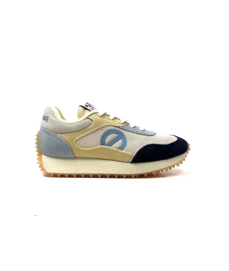 No Name Punky Jogger Daim Bleu Textile Beige-Femme Baskets