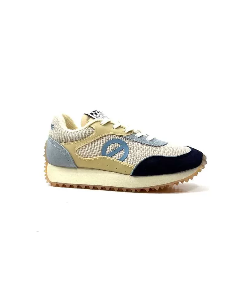 No Name Punky Jogger Daim Bleu Textile Beige-Femme Baskets