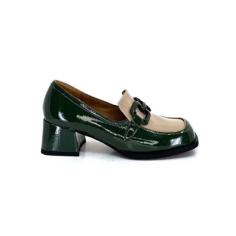 noa harmon 9581-M01 Ben Cuir Vernis Vert-Femme Mocassins