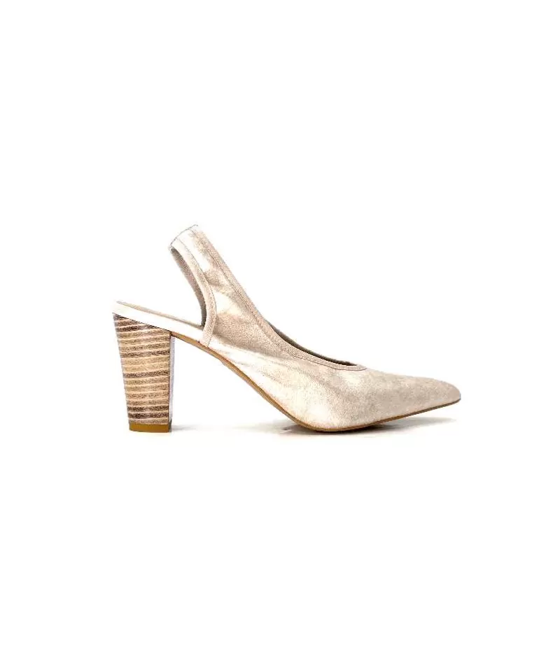 qootum- modascoop Qootum 13940 Luna Cuir Beige-Femme Escarpins