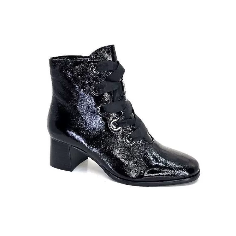 Regarde Le Ciel Ines 65 Cuir Vernis Noir-Femme Bottines