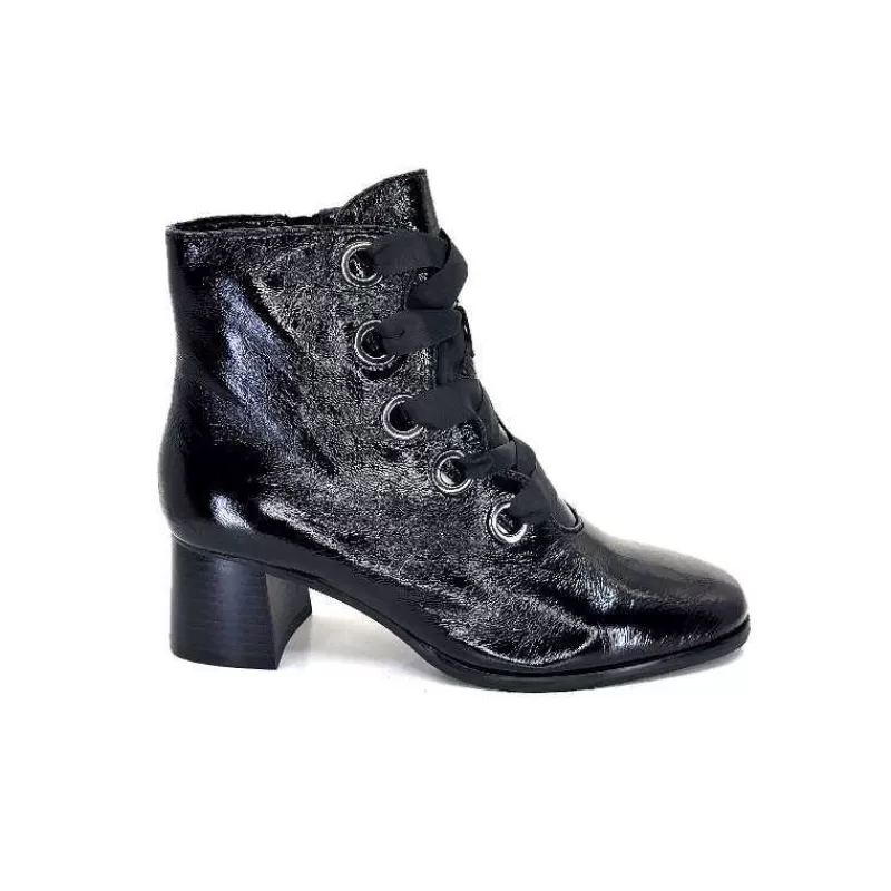 Regarde Le Ciel Ines 65 Cuir Vernis Noir-Femme Bottines