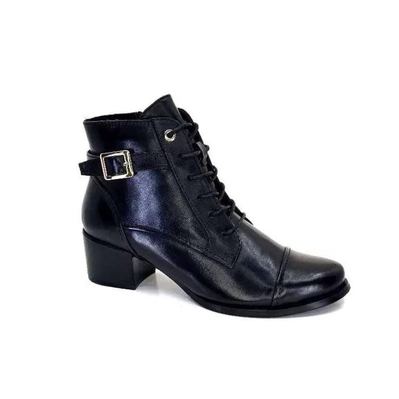 Regarde Le Ciel Jolene 04 Delice Cuir Noir-Femme Bottines