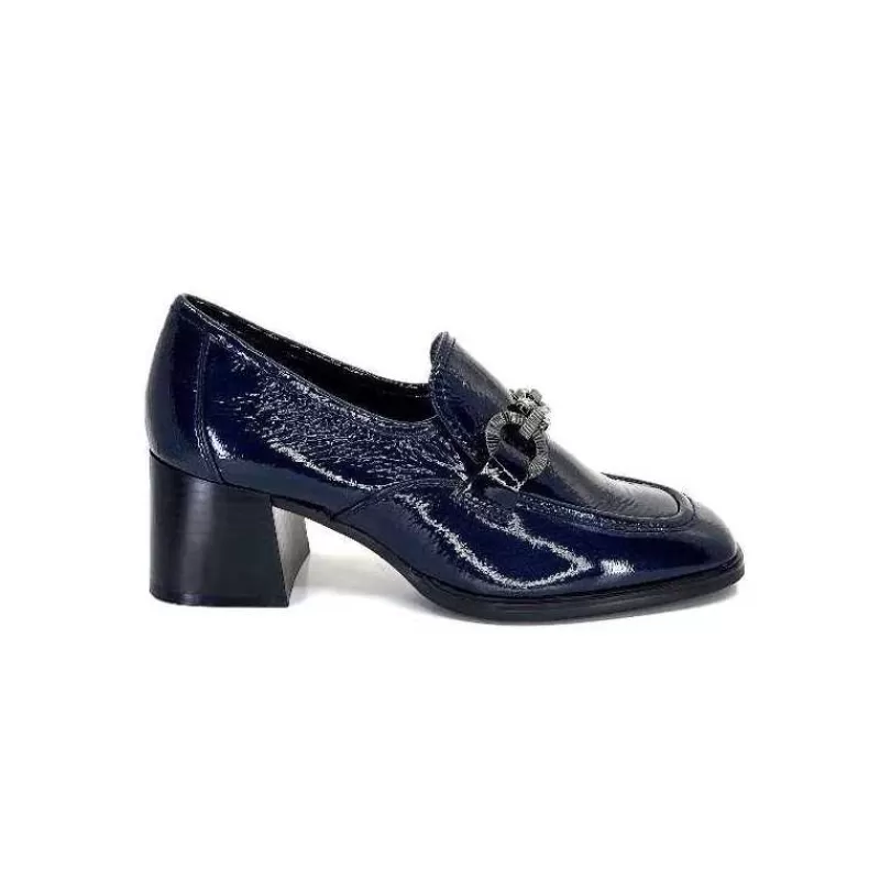 Regarde Le Ciel Vanessa 02 Cuir Vernis Bleu Marine-Femme Mocassins