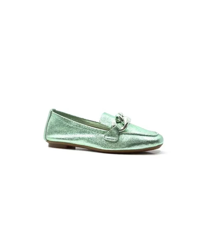 Requin Reqins Hartega Cuir Vert D'Eau-Femme Mocassins