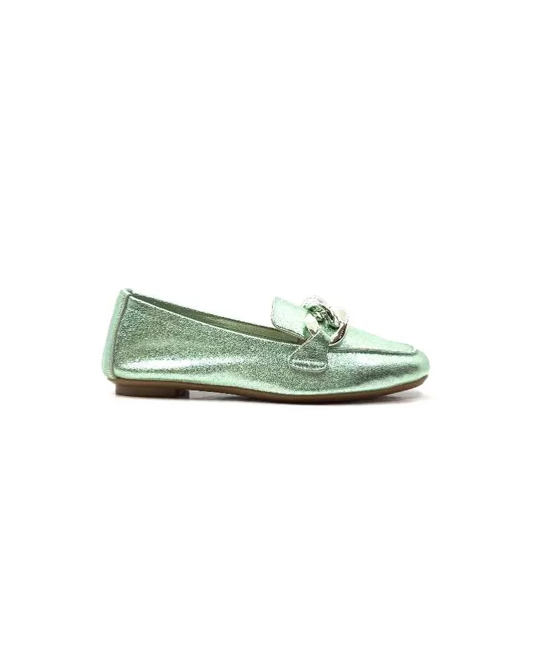 Requin Reqins Hartega Cuir Vert D'Eau-Femme Mocassins