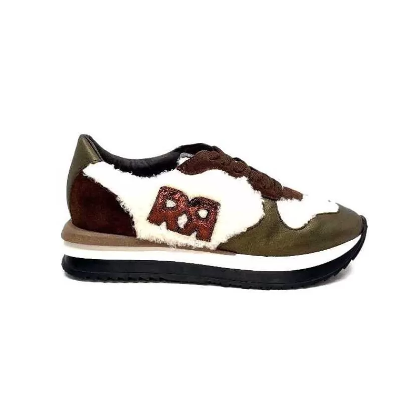 Requin Reqins Urielle Cuir Marron Textile Ecru-Femme Baskets