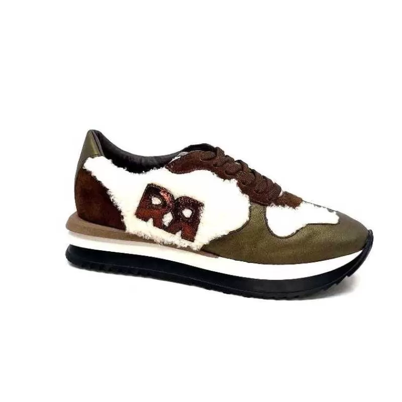 Requin Reqins Urielle Cuir Marron Textile Ecru-Femme Baskets