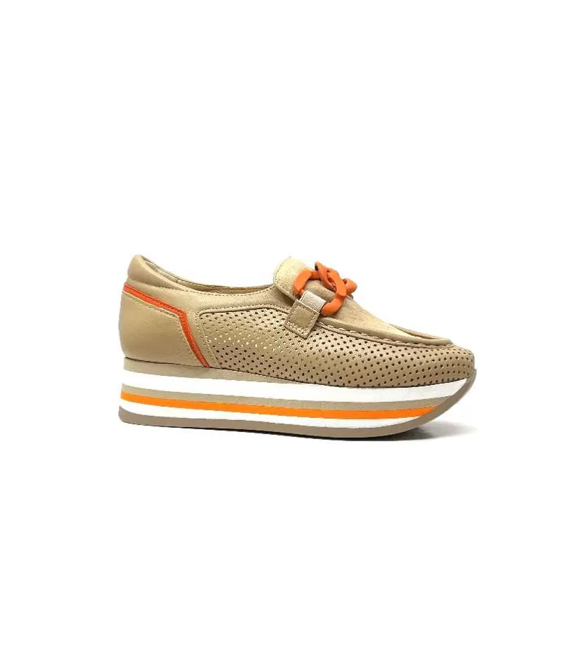 Softwaves 7-78-56 Cuir Et Daim Camel-Femme Mocassins