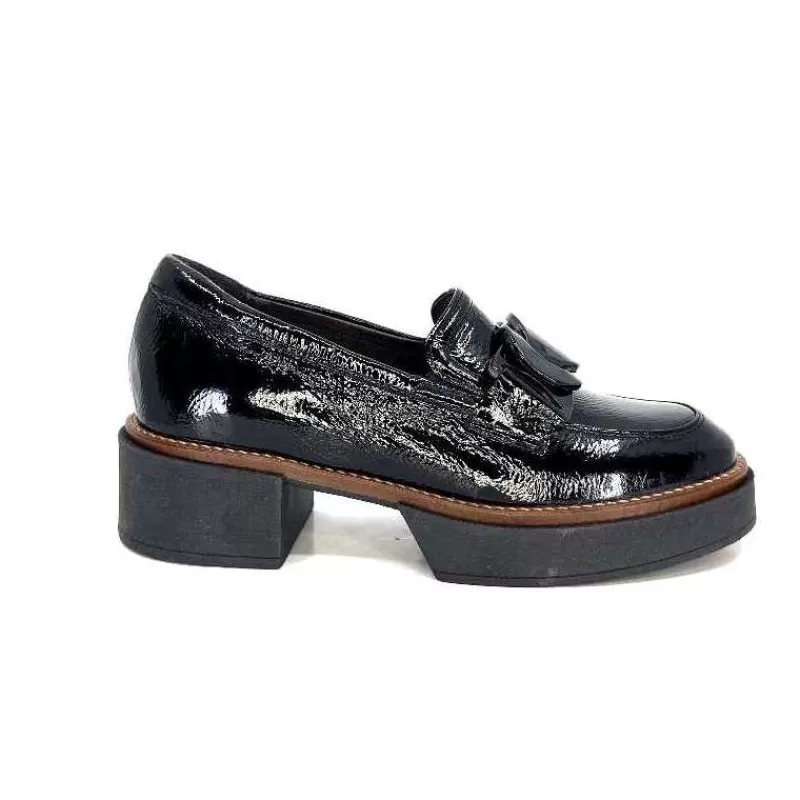 Softwaves 8.89.03 Cuir Vernis Noir-Femme Mocassins