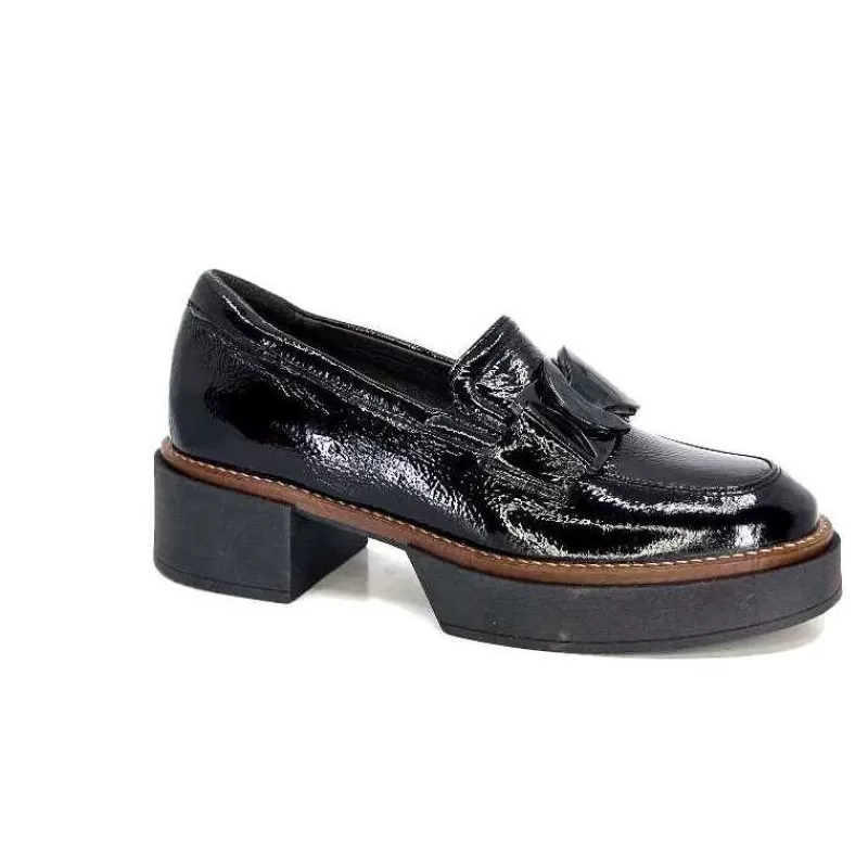 Softwaves 8.89.03 Cuir Vernis Noir-Femme Mocassins