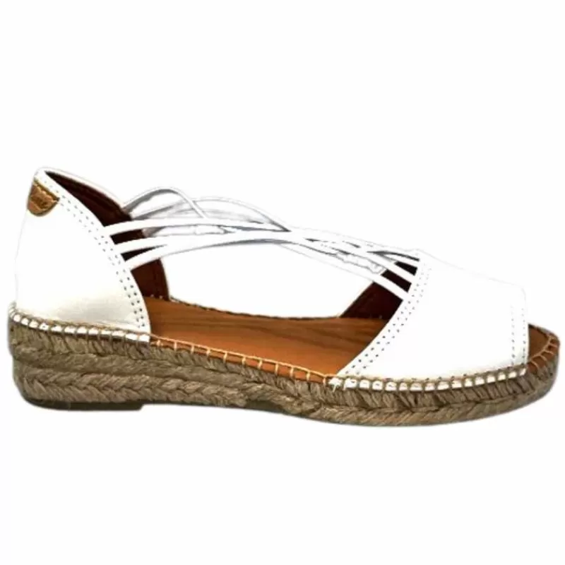 Toni Pons Ebre Cuir Blanc-Femme Espadrilles