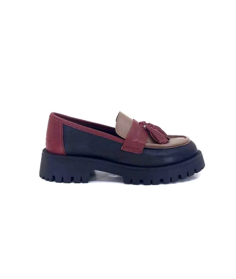 We Do 11244 Ch Cuir Noir Frango & Rouge-Femme Mocassins