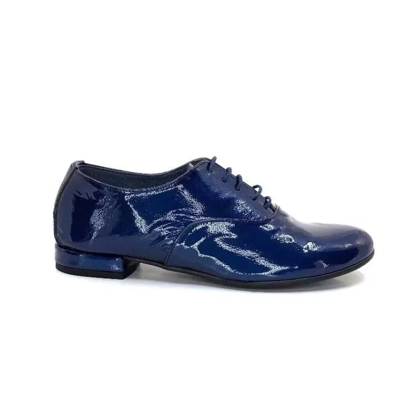 Ivoire0581 Xavier Danaud Cross Cuir Vernis Bleu-Femme Lacets